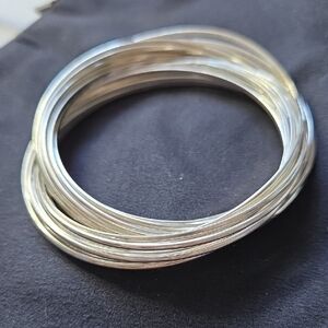 Retired Silpada 21 Salute Sterling Silver Interconnected Bangle Bracelet